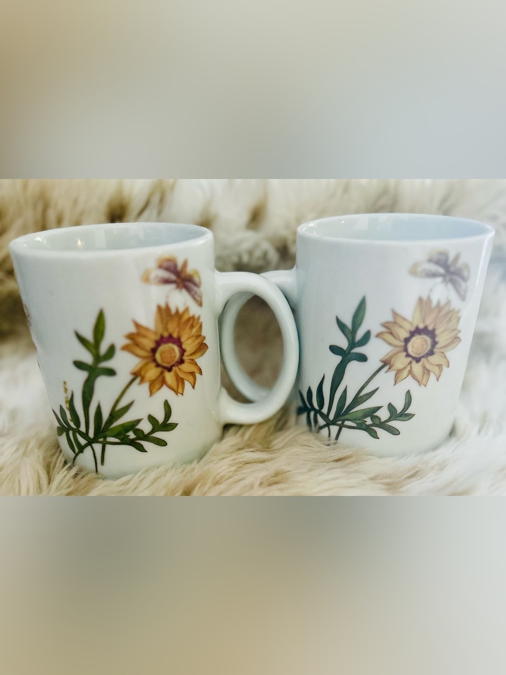 BIA Cordon Bleu Vintage Botanical Porcelain Mug Set Yellow Flower Cottagecore - Picture 2 of 6
